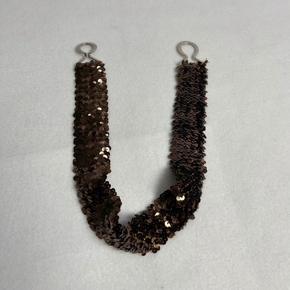 Glamcore Women OS Bronze Brown Sequin Interlocking Clasp Waist Belt - Picture 7 of 8